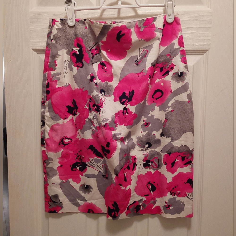Floral Pink and Gray Skirt